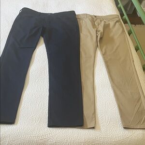 NWOT J. Crew 5-pocket Flex Slim Tech Pants in navy blue & khaki tan, size 33x34